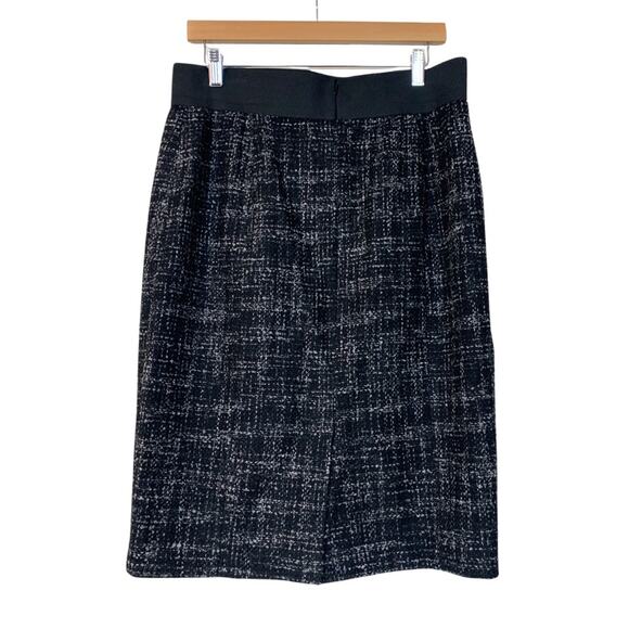 Halogen Black & White Wool Blend Tweed Pencil Skirt Size Women's Classic 14P - Picture 2 of 6